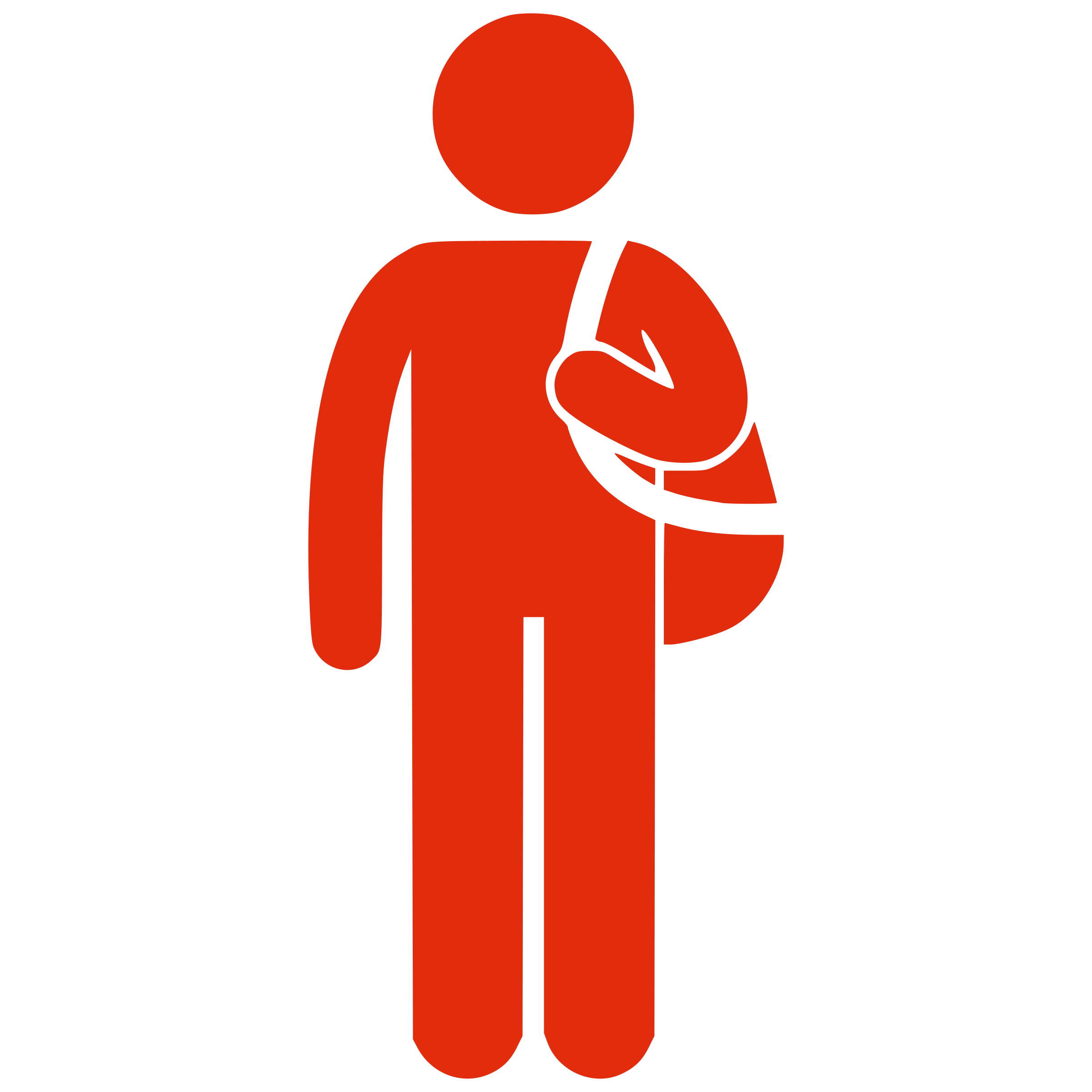 Silhouette man with bag. Clipart walking person symbol