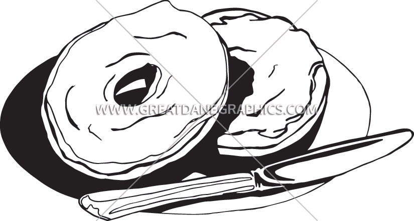 Cream cheese production ready. Bagel clipart black and white