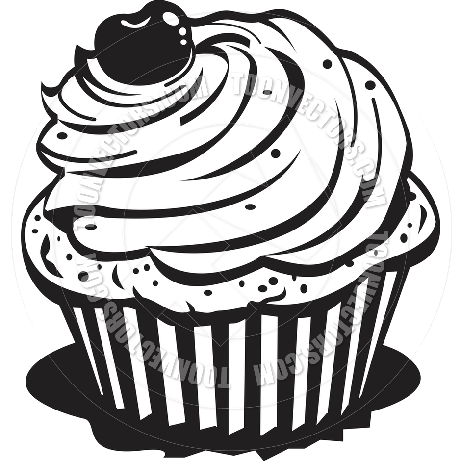 Baked goods clipart. Cupcake black and white