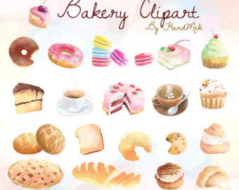 Bakery etsy . Baked goods clipart baked treat