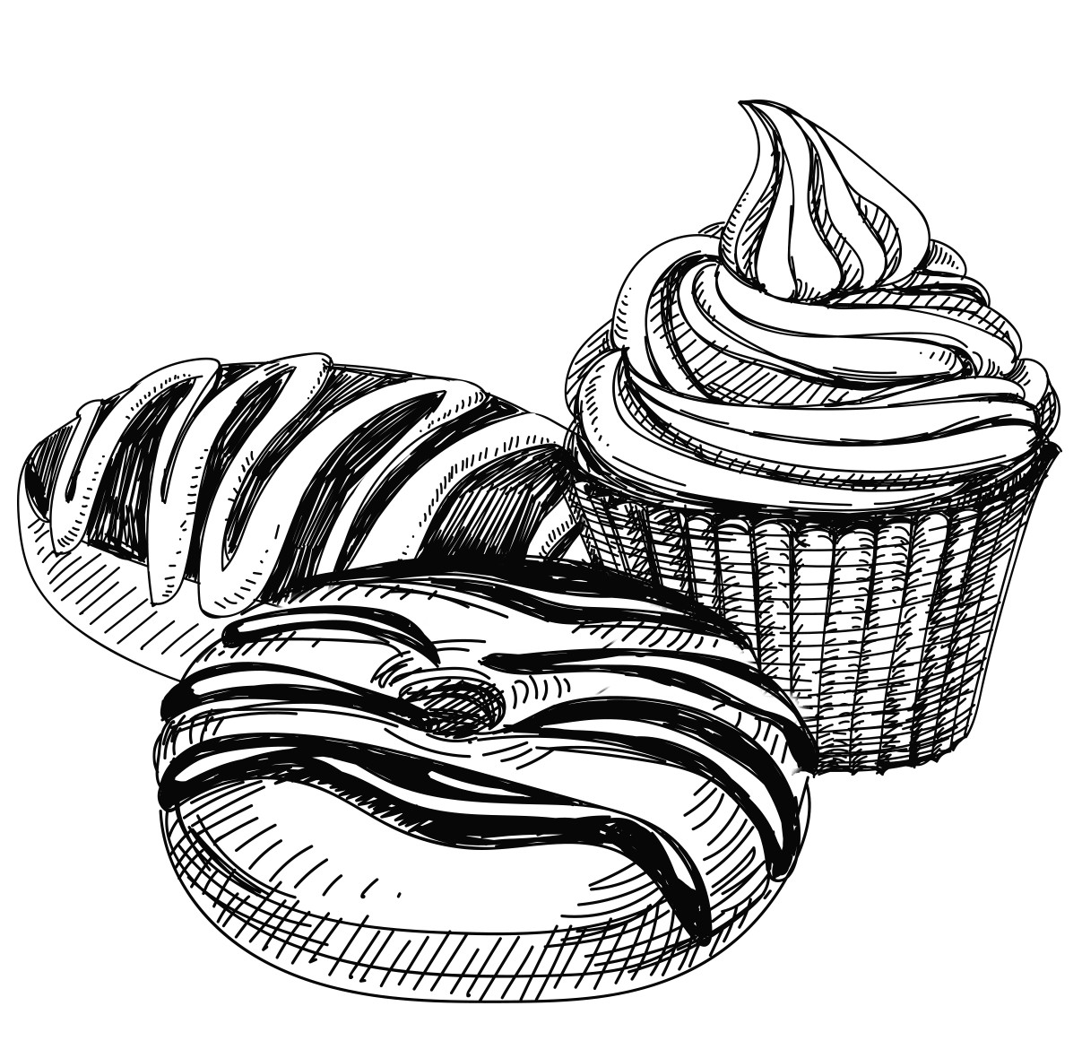 baked goods clipart black and white