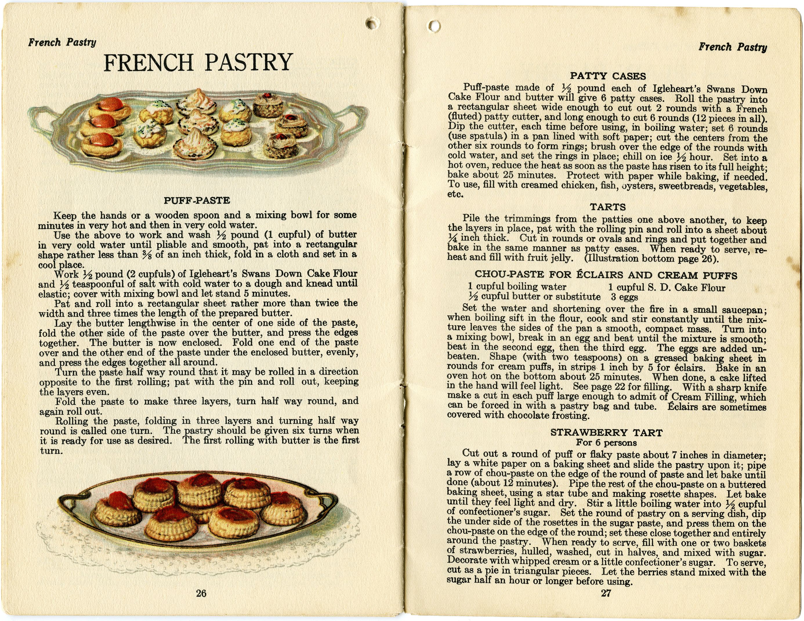 French recipe vintage baking. Baked goods clipart pastry