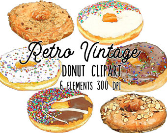 Baked goods clipart pastry. Retro vintage collection donut