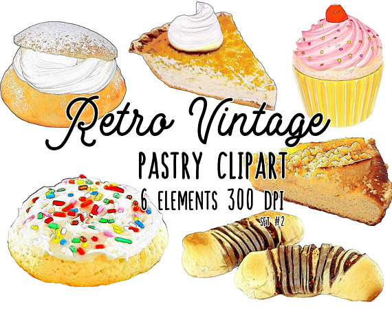 Baked goods clipart pastry. Baking collection food illustration