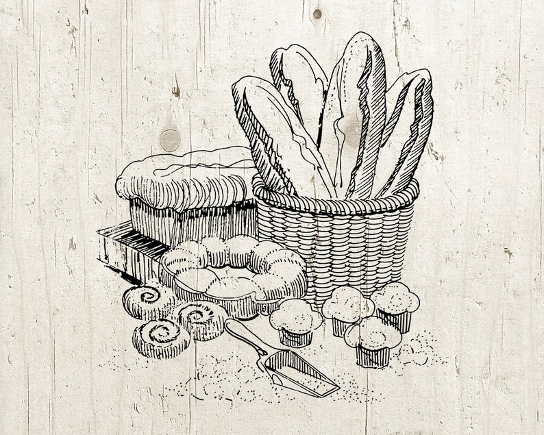 baked goods clipart vintage