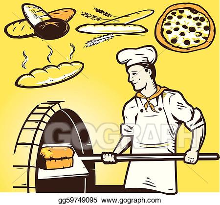 Baker clipart baker oven. Vector illustration stone eps