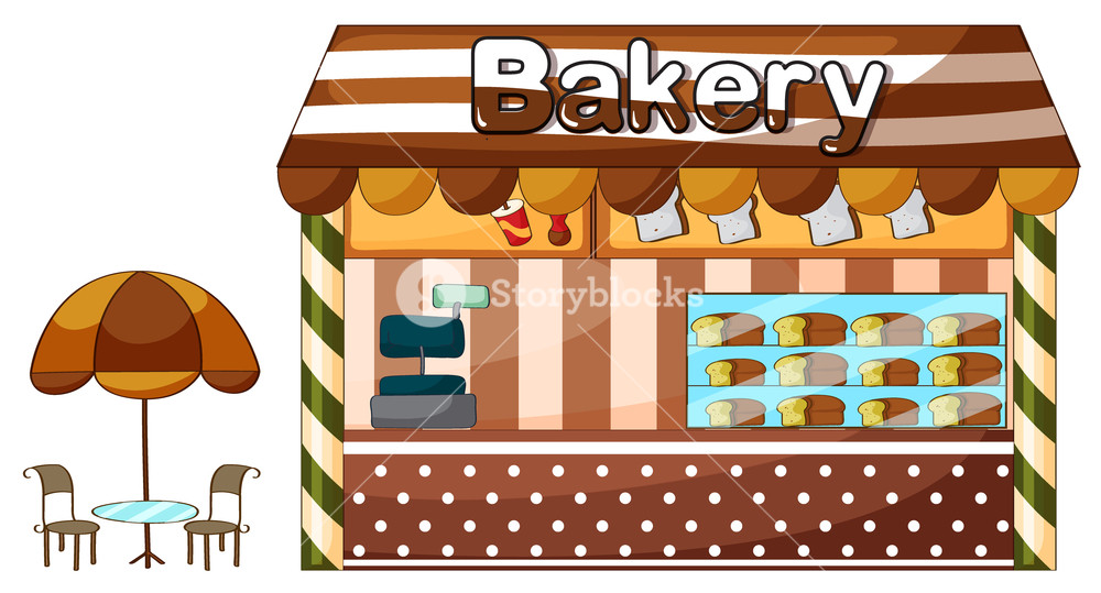 Illustration of a shop. Baker clipart bakery store
