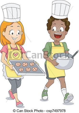 Bakery clipart kid. Vector kids baking cookies