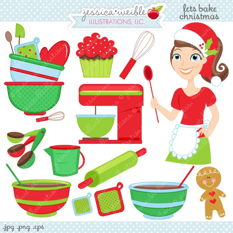 Lets bake cute digital. Baker clipart christmas
