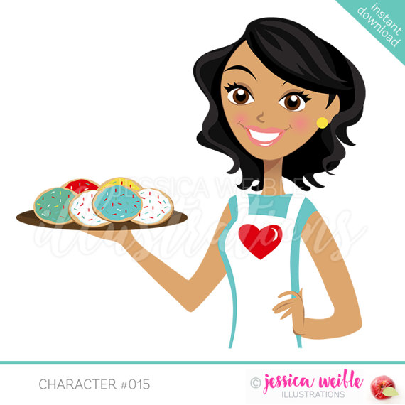 Instant download character illustration. Baker clipart cookie