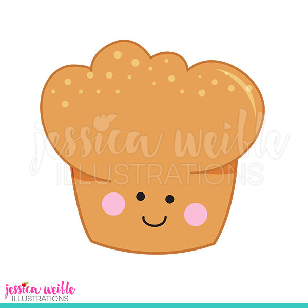 Happy muffin digital clip. Baker clipart cute