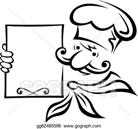 Vector stock with menu. Baker clipart face