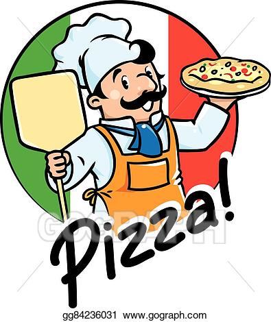 Vector stock emblem of. Italian clipart simple pizza