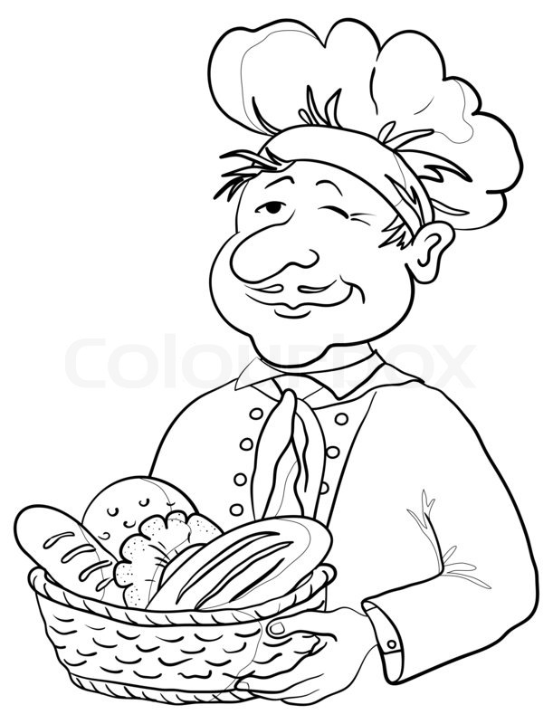 Baker clipart sketch. Bread basket drawing at