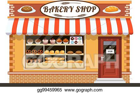 Shop clipart bakery. Vector art front veiw