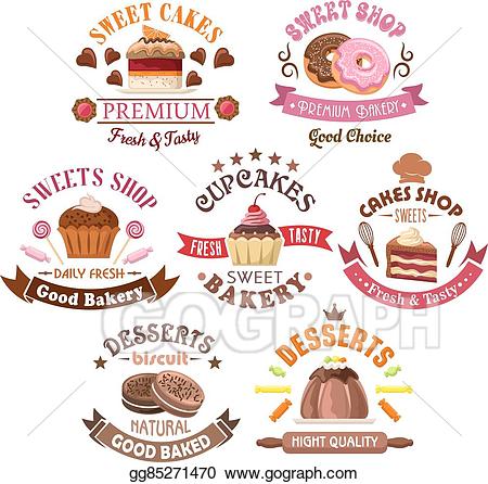 Bakery clipart cake shop. Vector illustration pastry symbols