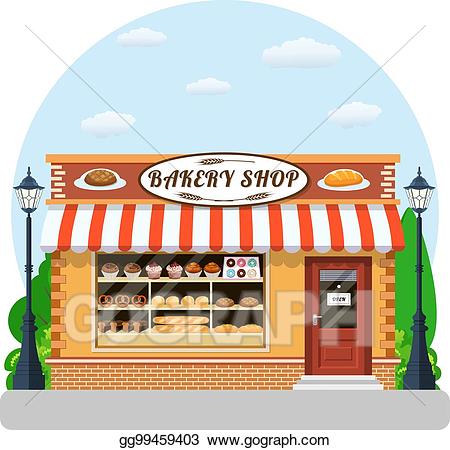 Vector art shop veiw. Bakery clipart front