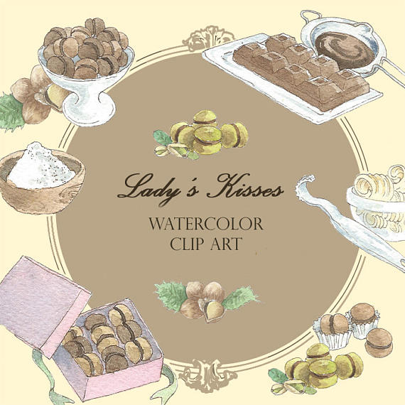Watercolor cake food clip. Bakery clipart medieval