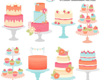 Floral cakes set clip. Bakery clipart wallpaper