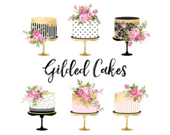 Baking clipart flower. Cake etsy gold foil