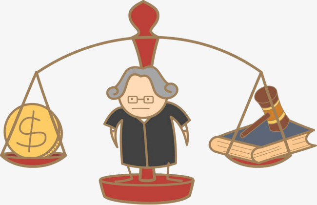 Balance clipart money. Hand painted cartoon judge