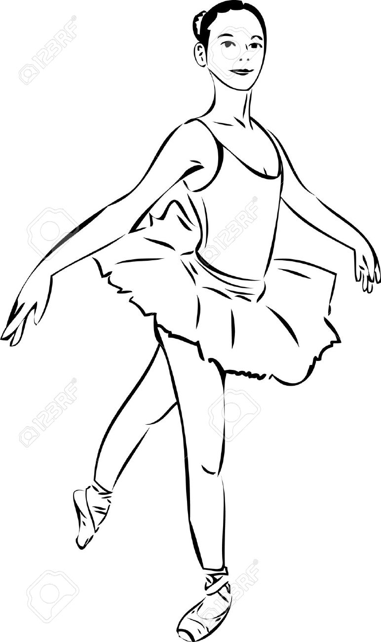 ballerina clipart black and white