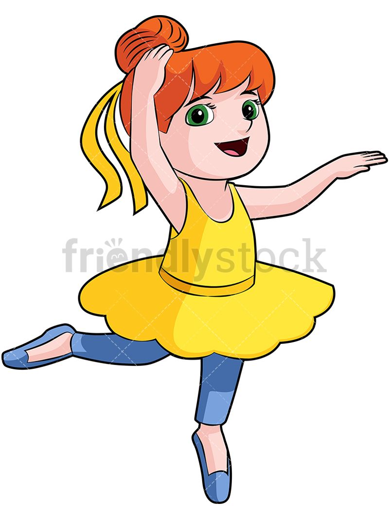 Little girl doing may. Ballet clipart cartoon