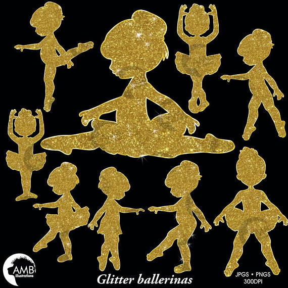 ballerina clipart gold glitter
