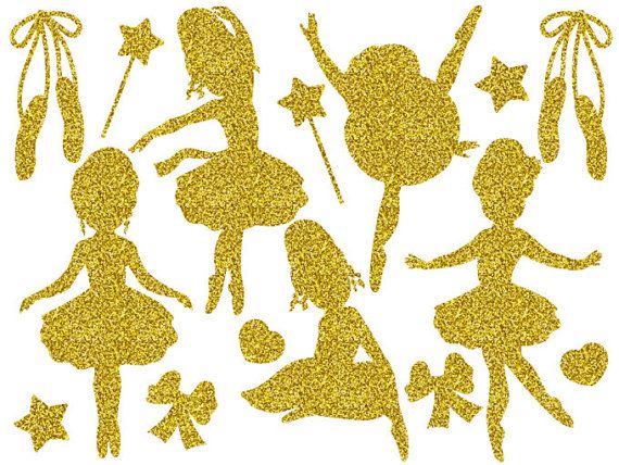 Ballerina clipart gold glitter. Digital vector girls 