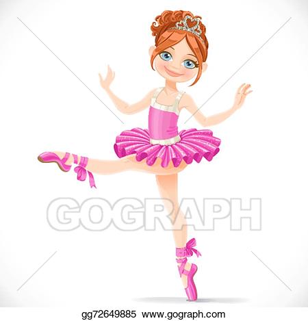 Vector brunette girl dancing. Ballerina clipart graceful