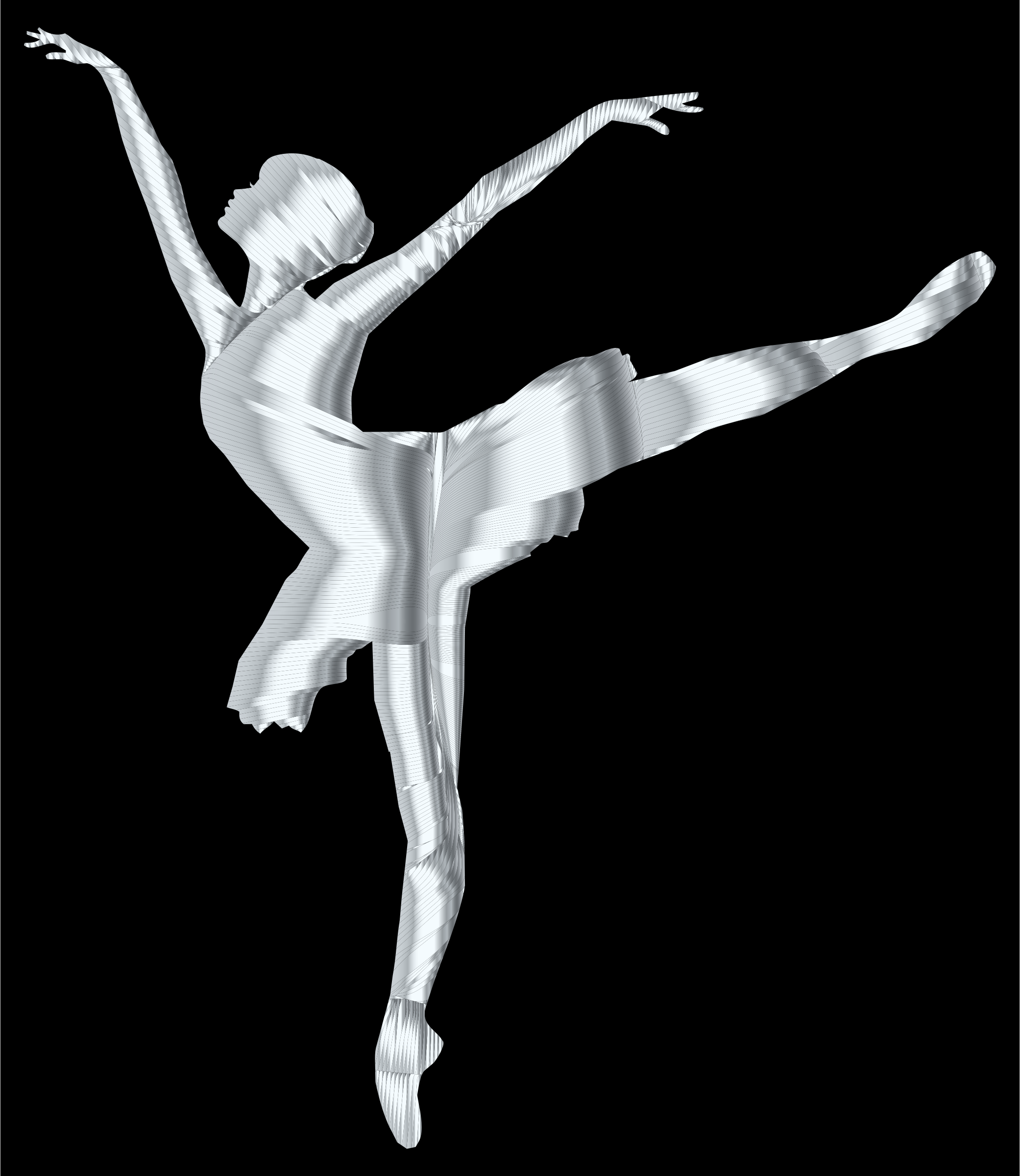 Silver silhouette big image. Ballerina clipart graceful