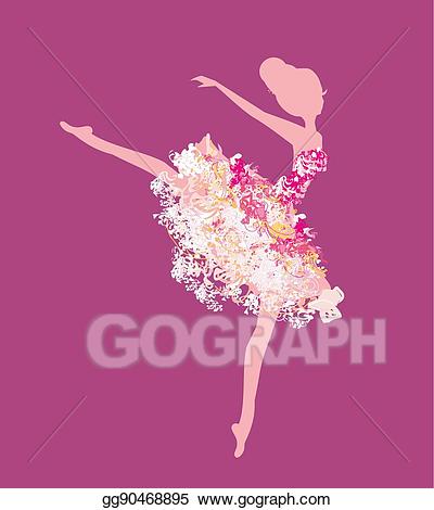 Eps illustration beautiful vector. Ballerina clipart vintage