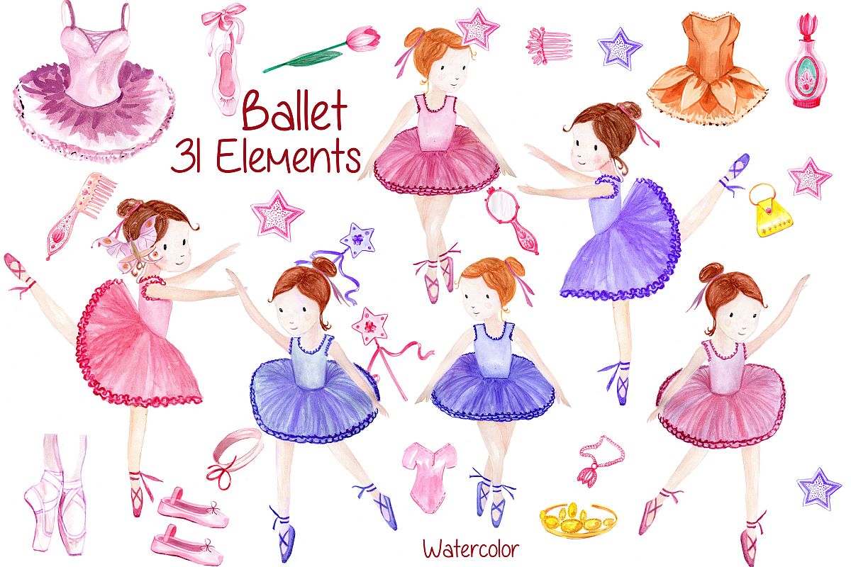 Ballerina by vivasta design. Ballet clipart watercolor