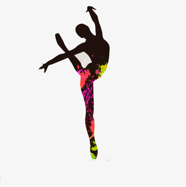 Female silhouette dance silhouettes. Ballet clipart color