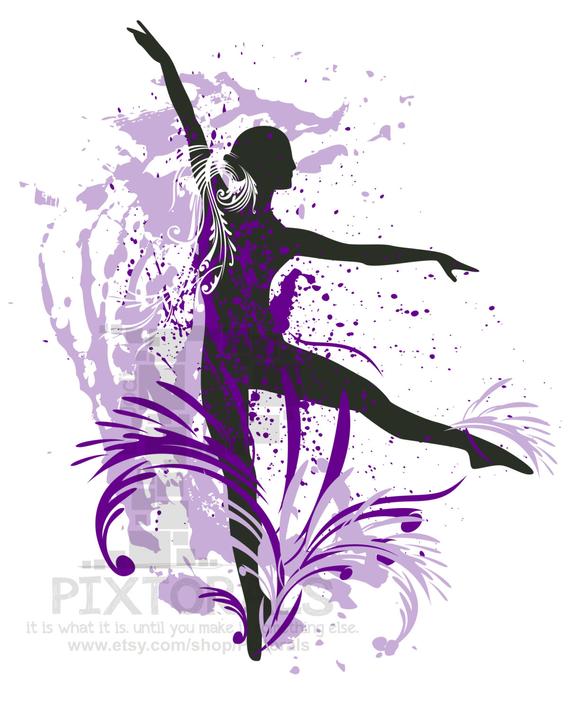 Dancer splashed in purple. Ballet clipart color