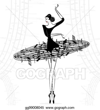 Vector abstract music . Ballet clipart lady