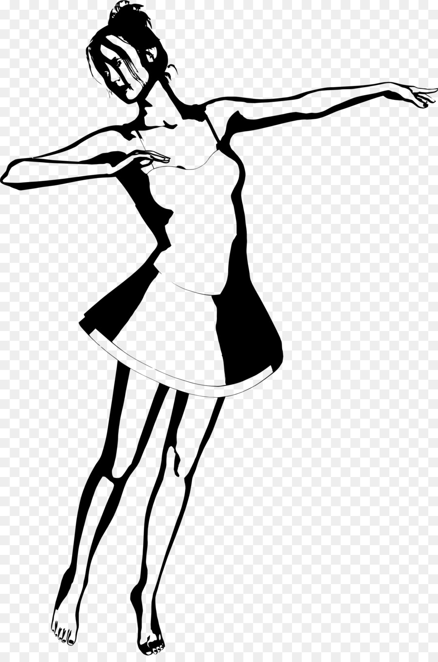 Woman silhouette dance clip. Ballet clipart line art