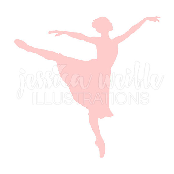 Silhouette cute digital clip. Ballet clipart pink ballerina