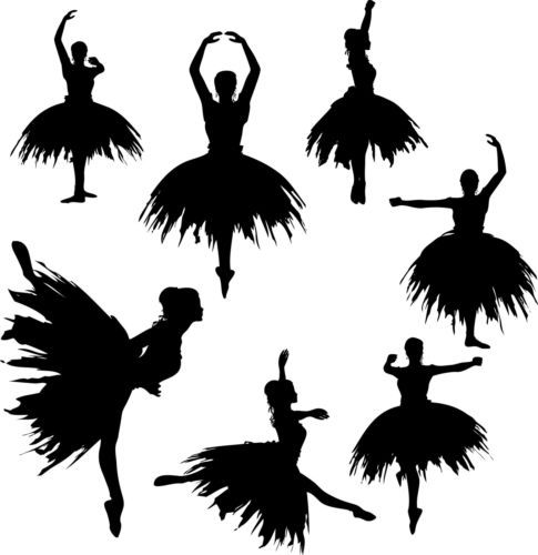 Dancing ballerinas silhouette vinyl. Ballet clipart pirouette