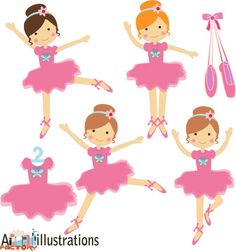 Ballerina with cute characters. Ballet clipart tiara