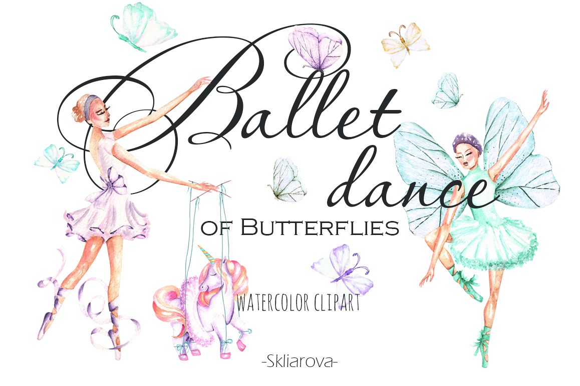 Ballet clipart watercolor. Clip art by happywate