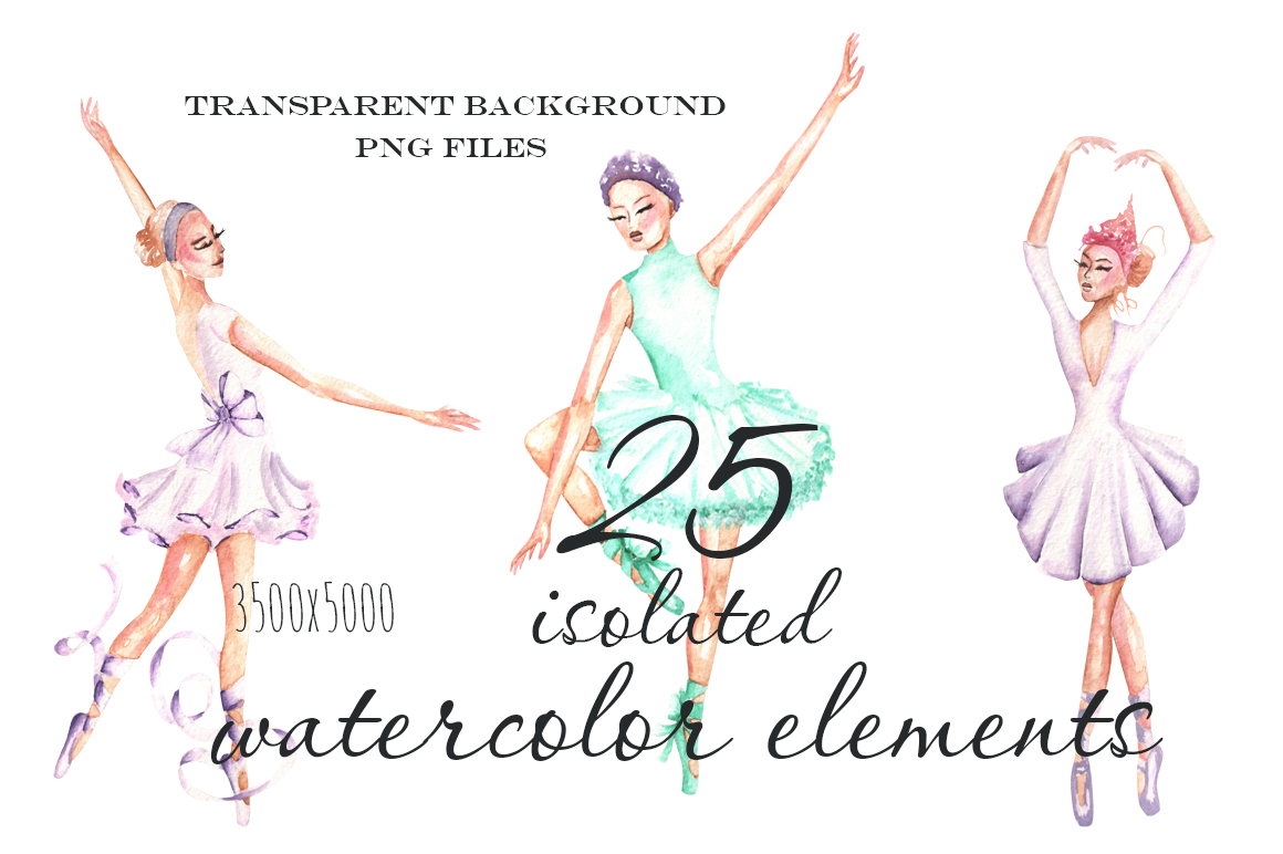 By happywatercolorshop thehungryjpeg com. Ballet clipart watercolor