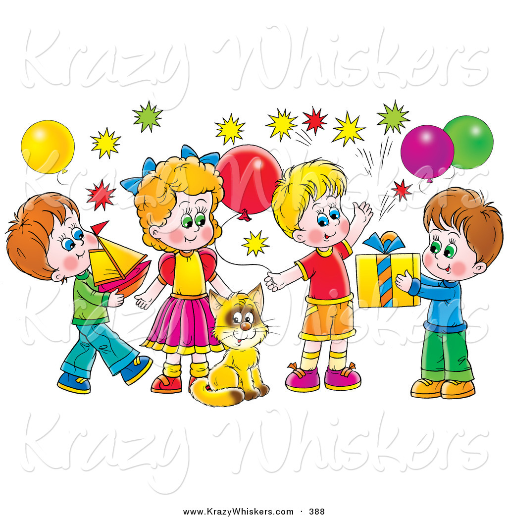 Child clipart happy birthday. Kids party kid with