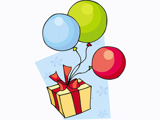 Gift with recipes birthday. Clipart balloons presents