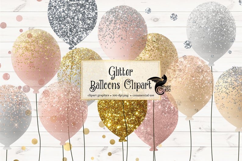 balloon clipart gold glitter