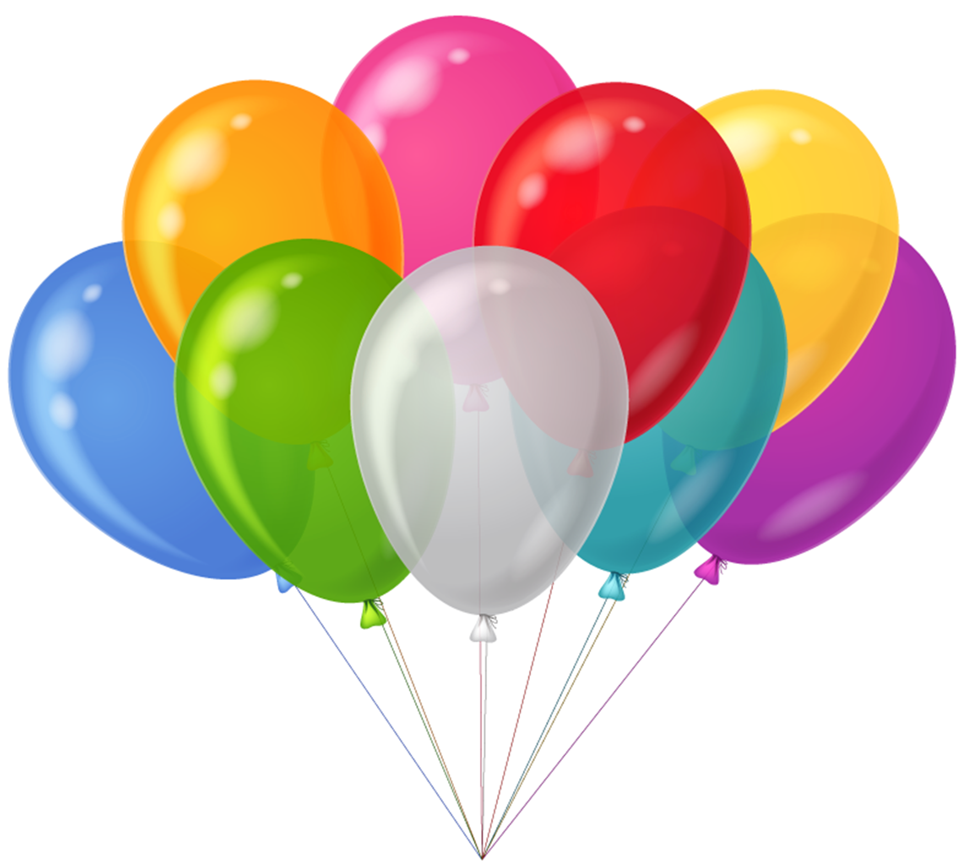 Bunch transparent colorful balloons. Balloon clipart