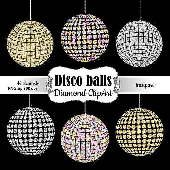 Disco diamond gold white. Balls clipart party