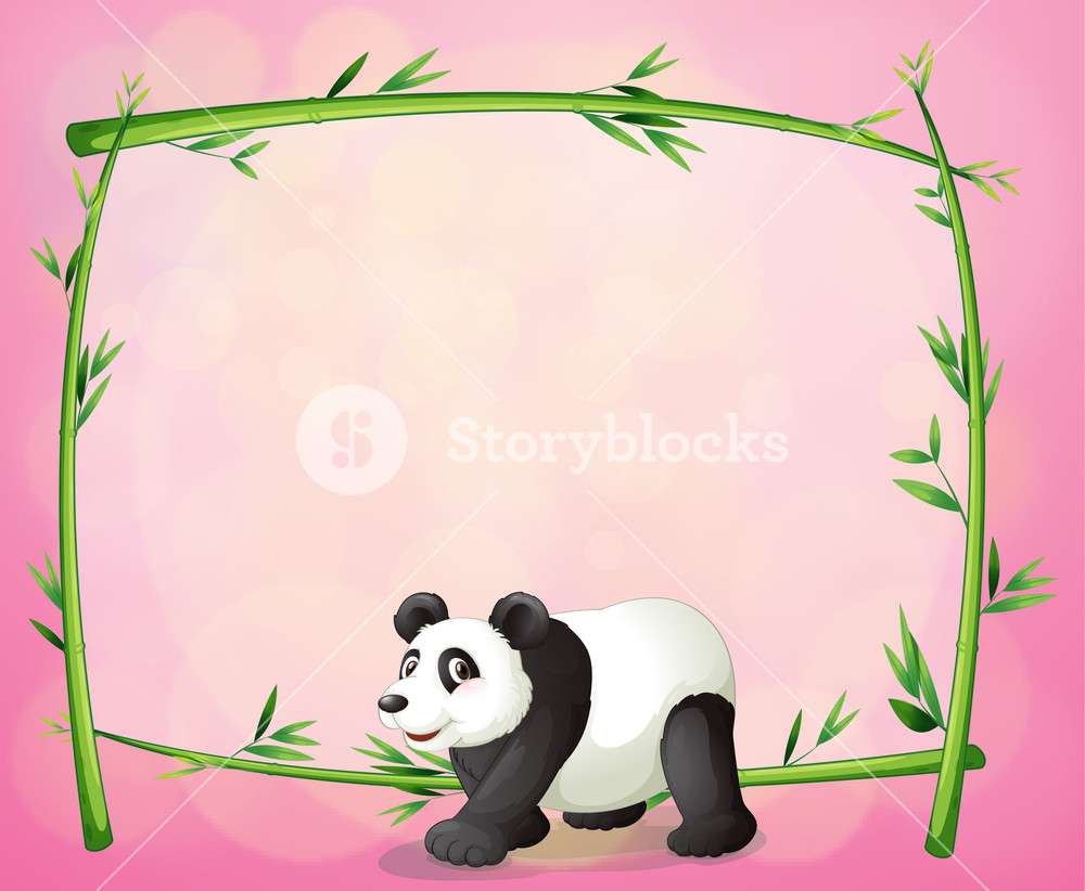 Bamboo clipart signage. Illustration of a panda