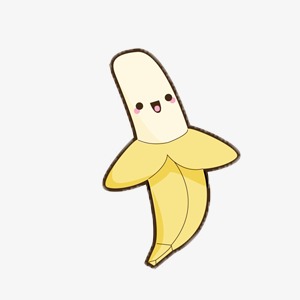 Dancing banana cartoon face. Bananas clipart cute