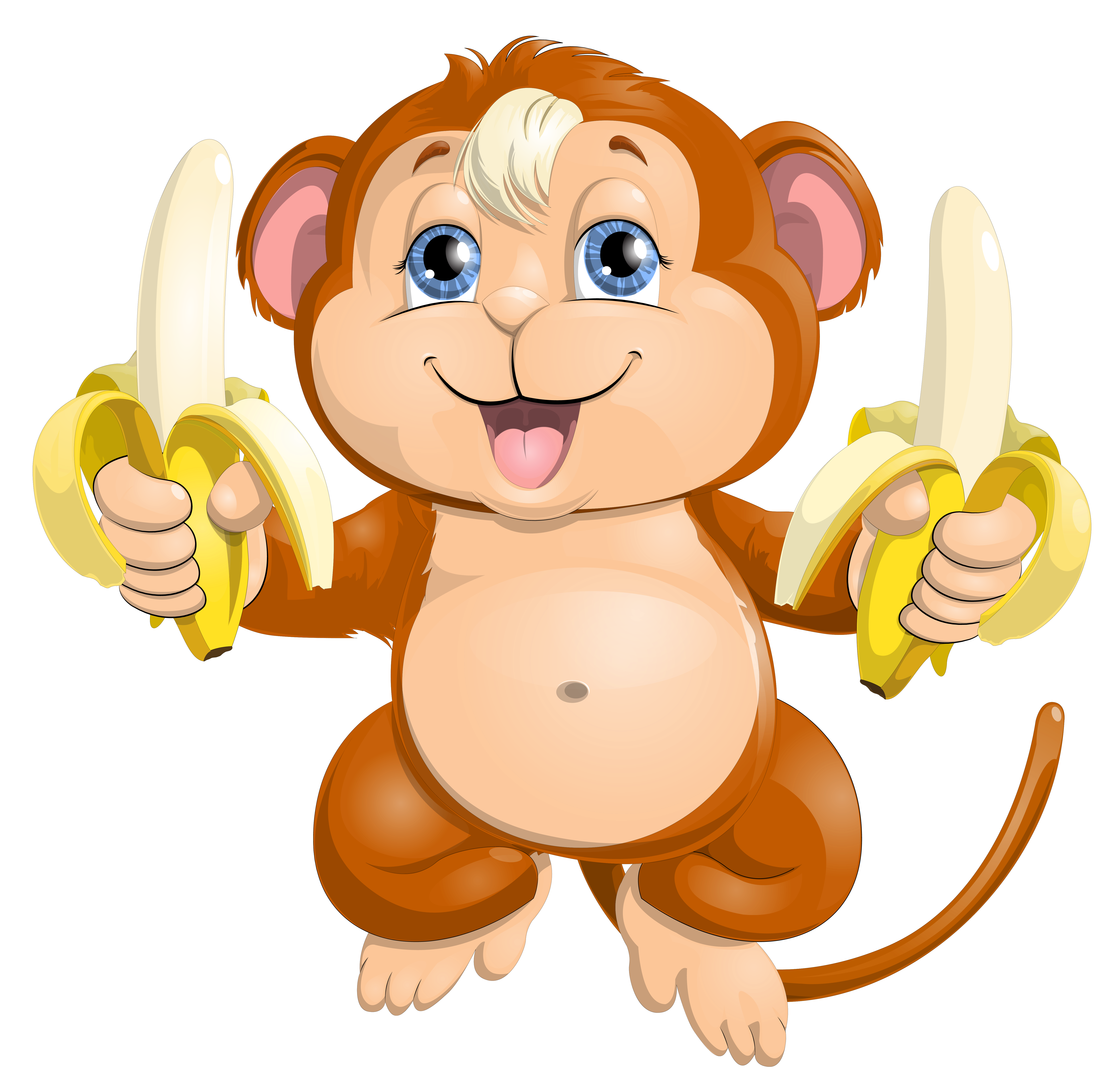 Monkey with bananas png. Clipart banana cute